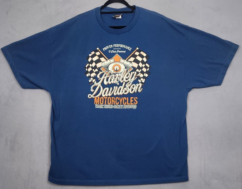 HARLEY DAVIDSON T-Shirt Mens 3XL Blue Northwoods Arbor Vitae WI Double Sided